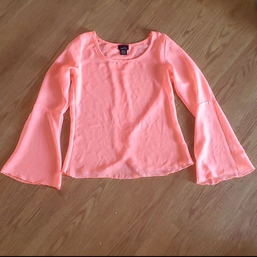 Neon orange sheer top